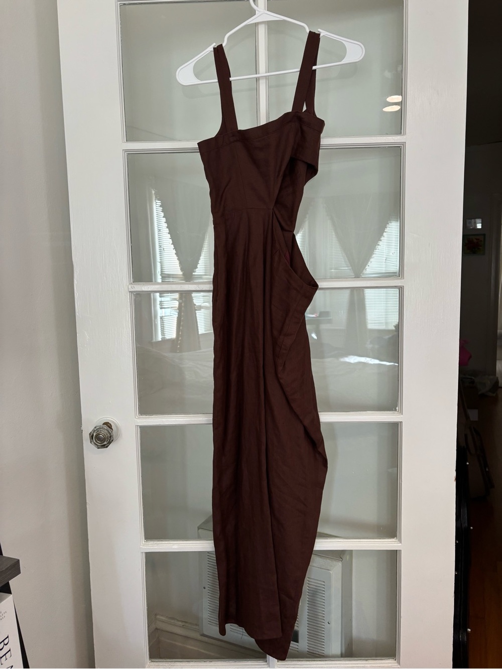 Reformation Brown Cutout Linen Maxi Dress with Side Slit Size 2 - Picture 4 of 6